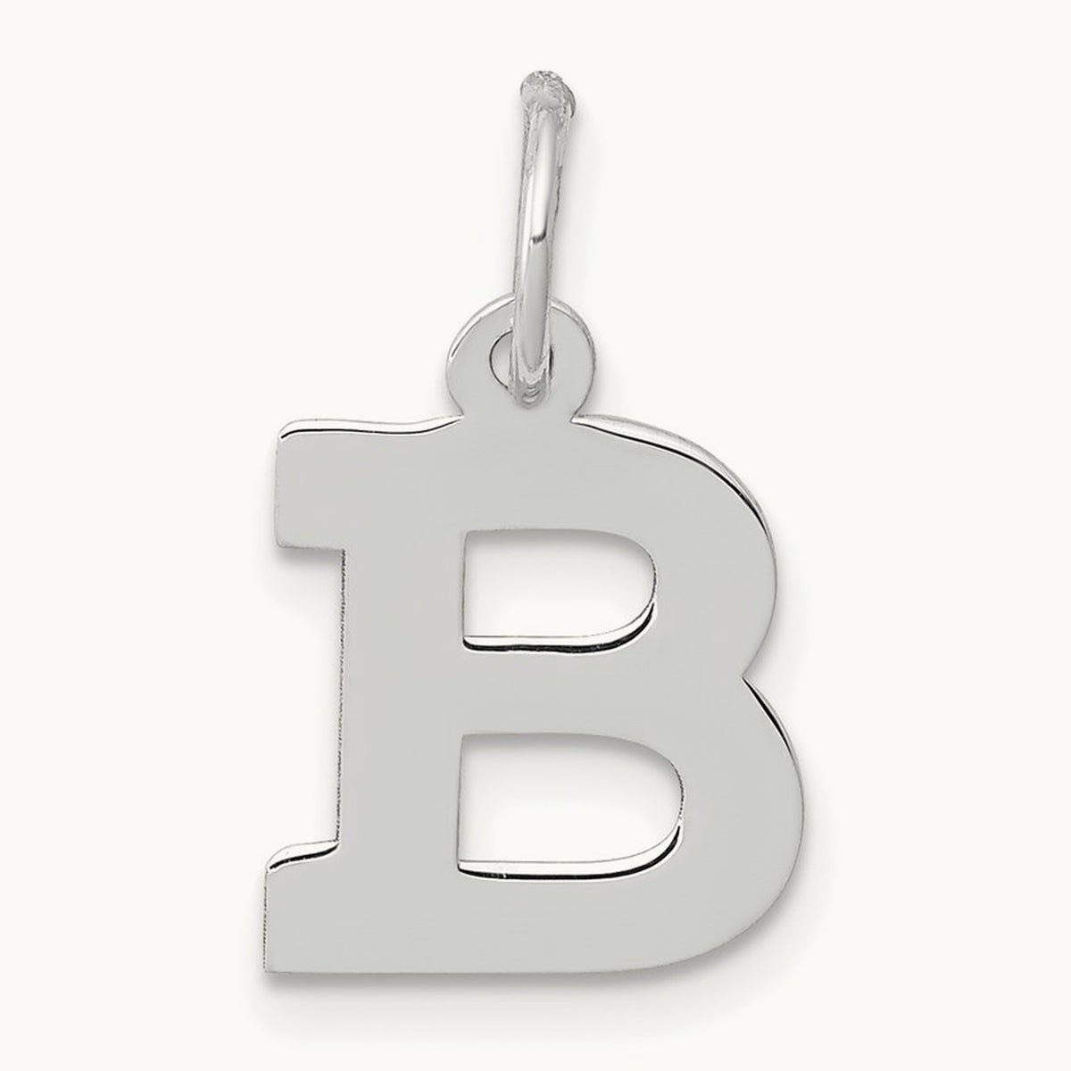 Small Block Initial Charm — 14K White Gold, B