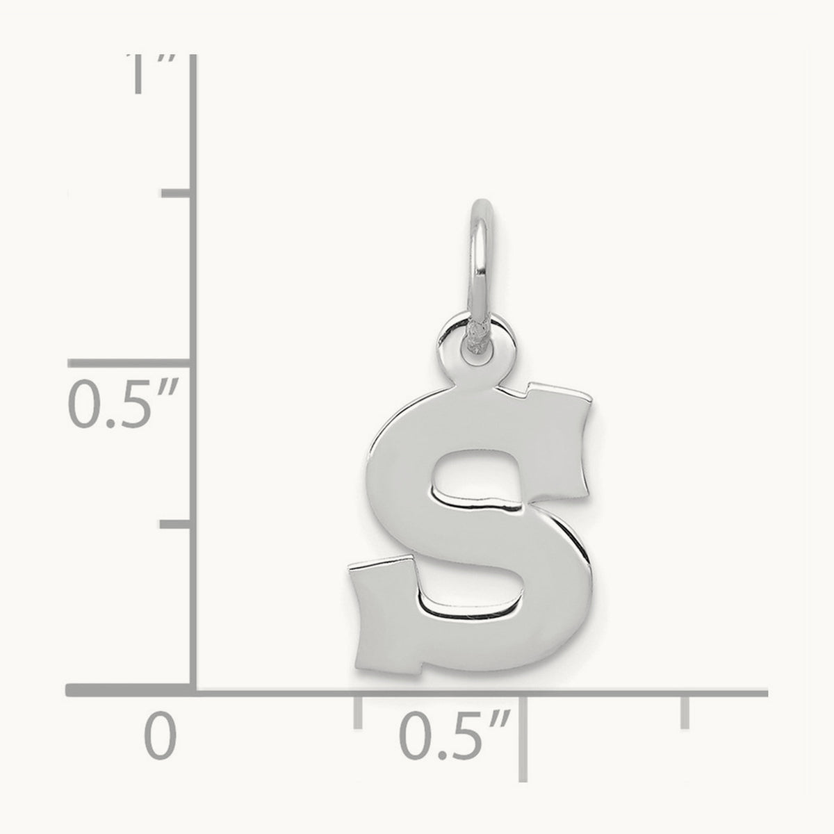 Small Block Initial Charm — 14K White Gold, S