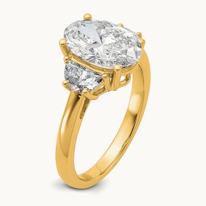 Half Moon and Oval Semi-Mount Engagement Ring, 0.50-1.00 ct tw Lab-Grown Diamond — 5/8 ct, 14K Yellow Gold