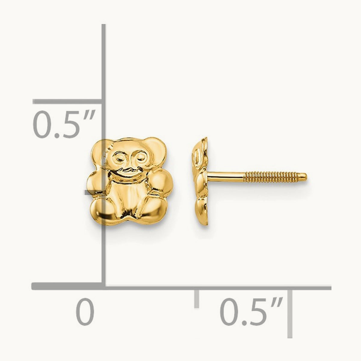 Madi K Polished Teddy Bear Screwback Earrings, 14K