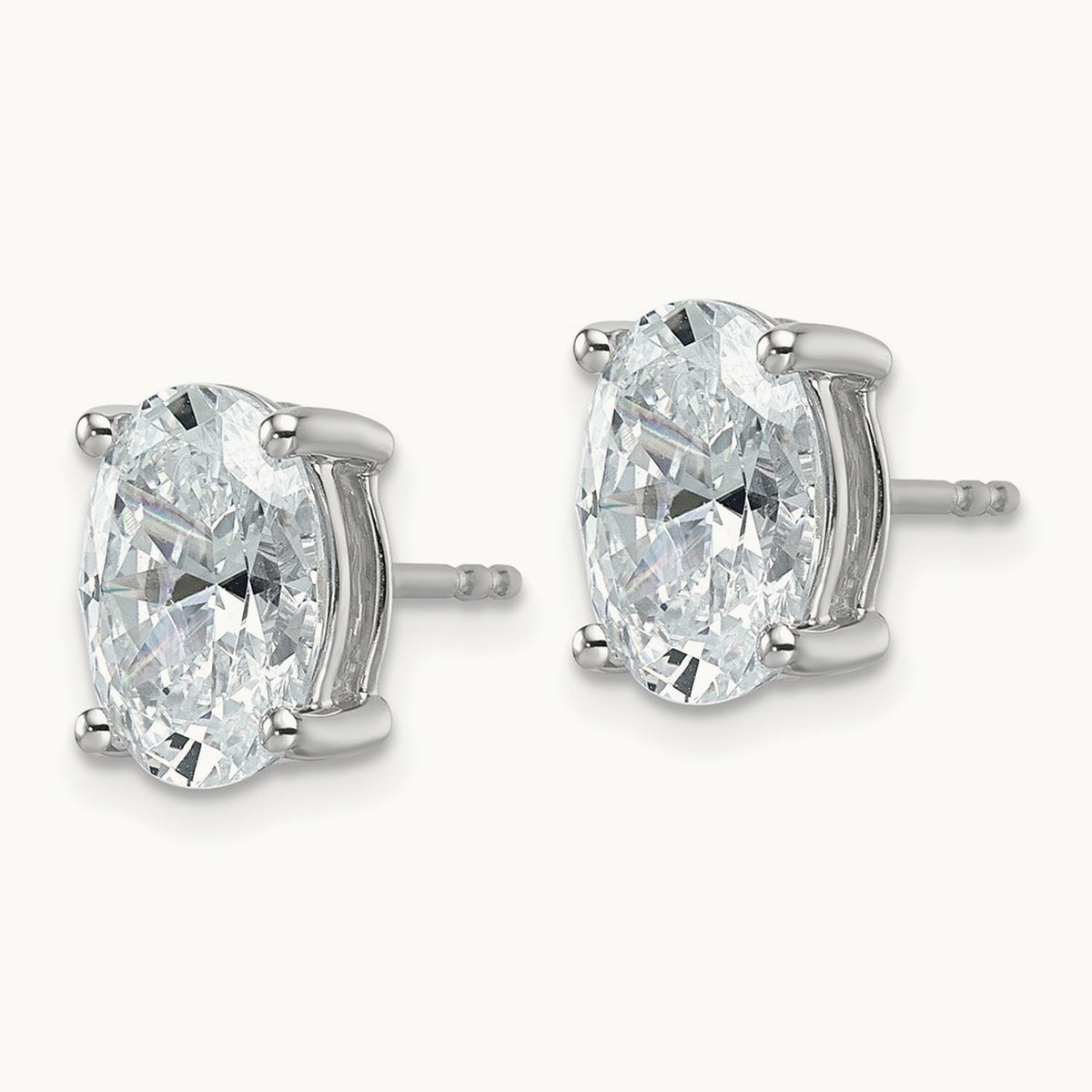 Oval Four-Prong Stud Earrings, 0.50-6.00 ct tw Lab-Grown Diamond — 4 ct, 14K White Gold