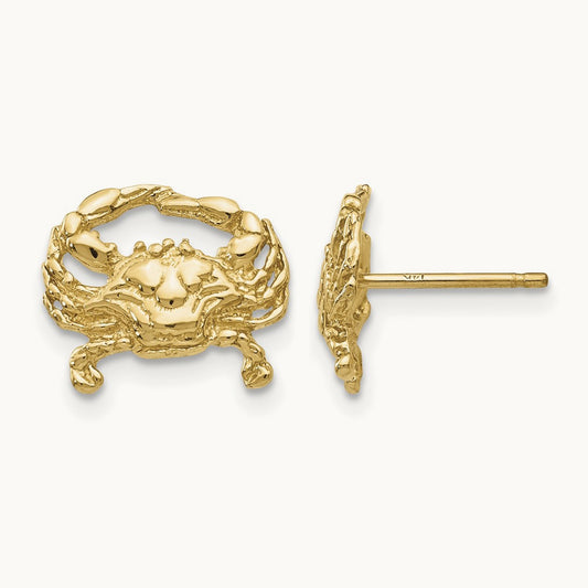 Crab Post Earrings, 14K