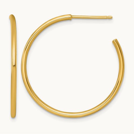 1.5 x Polished Post Hoop Earrings, 30mm, 14K