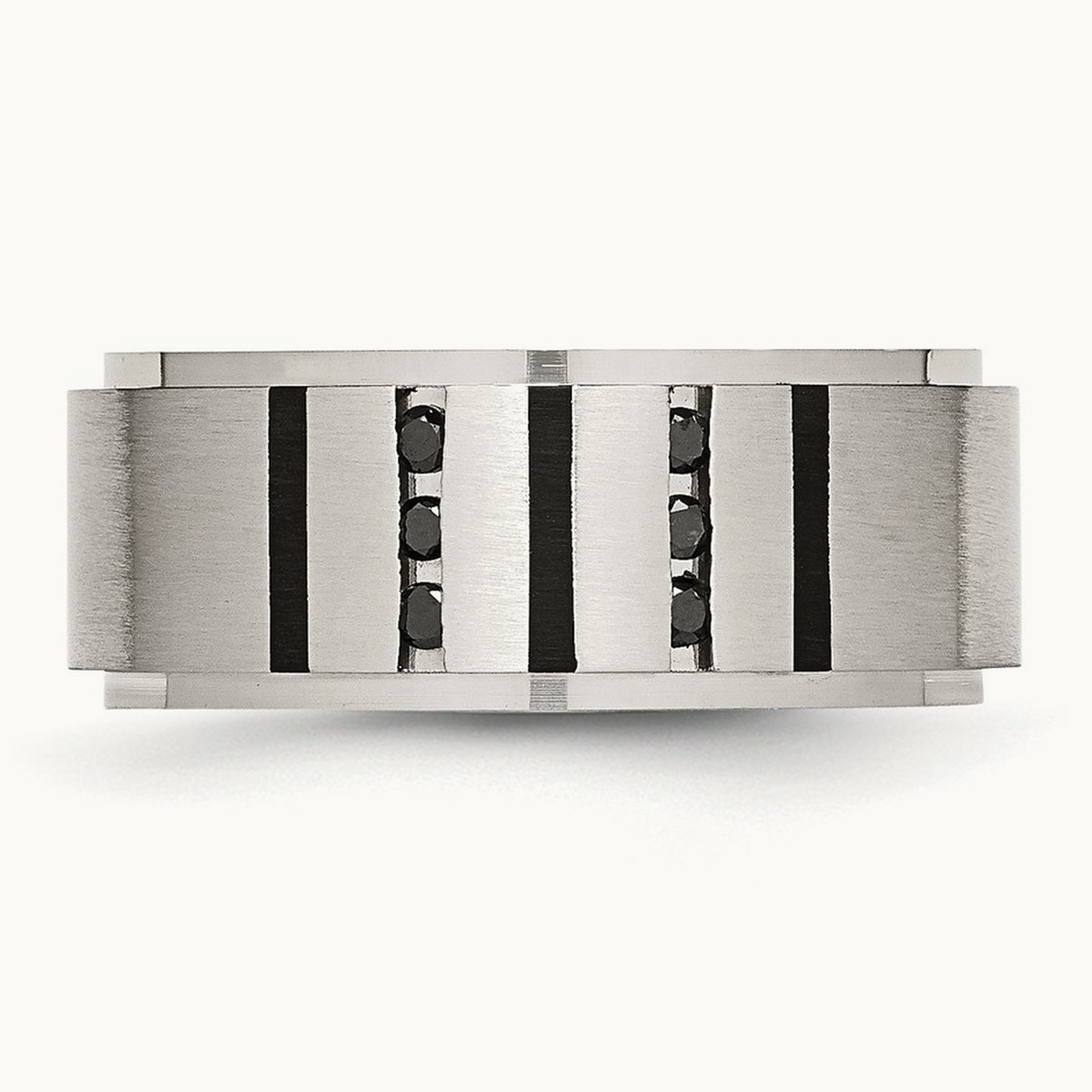 Brushed Center Black IP-plated Diamond Band — photo set (2)