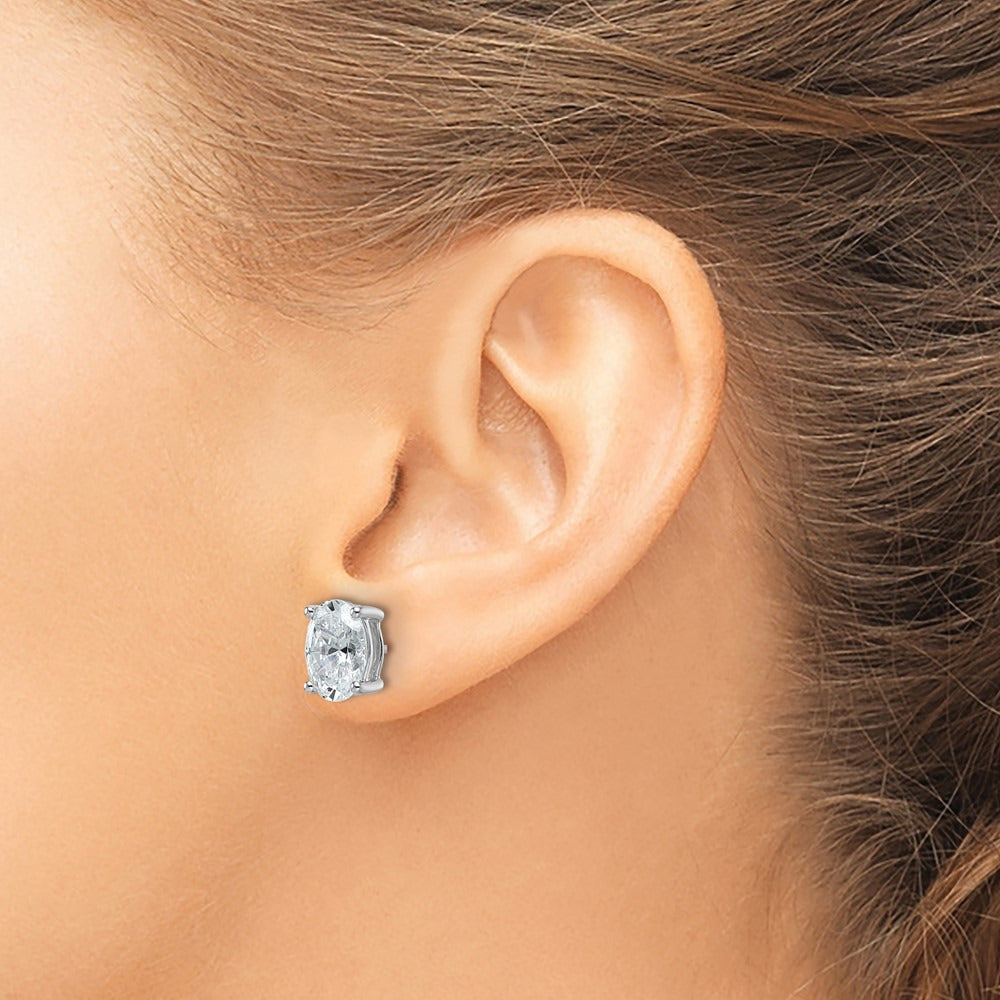 Oval Four-Prong Stud Earrings, 0.50-6.00 ct tw Lab-Grown Diamond — 4 ct, 14K White Gold