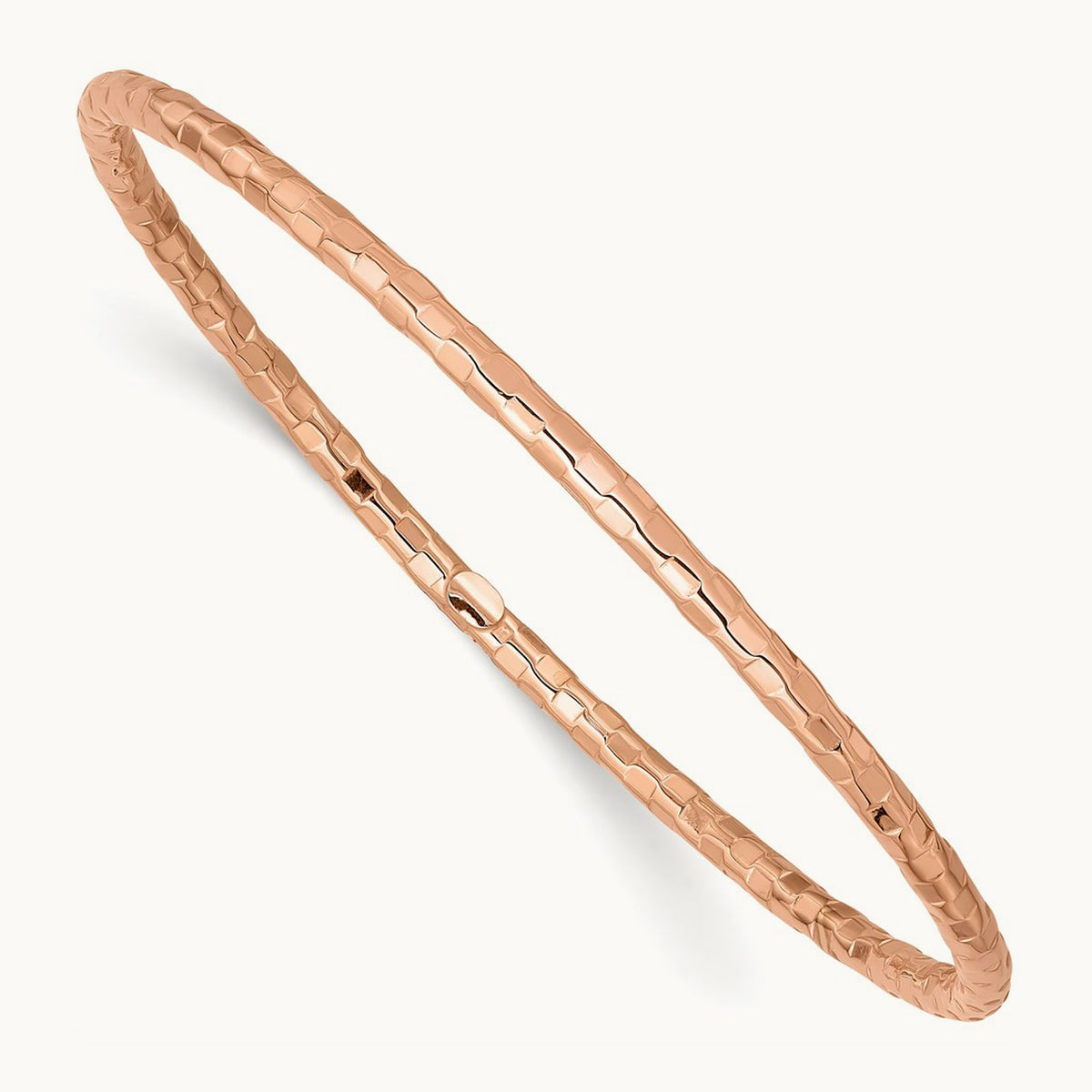 Polished Textured Slip-on Bangle Bracelet — 14K Rose Gold