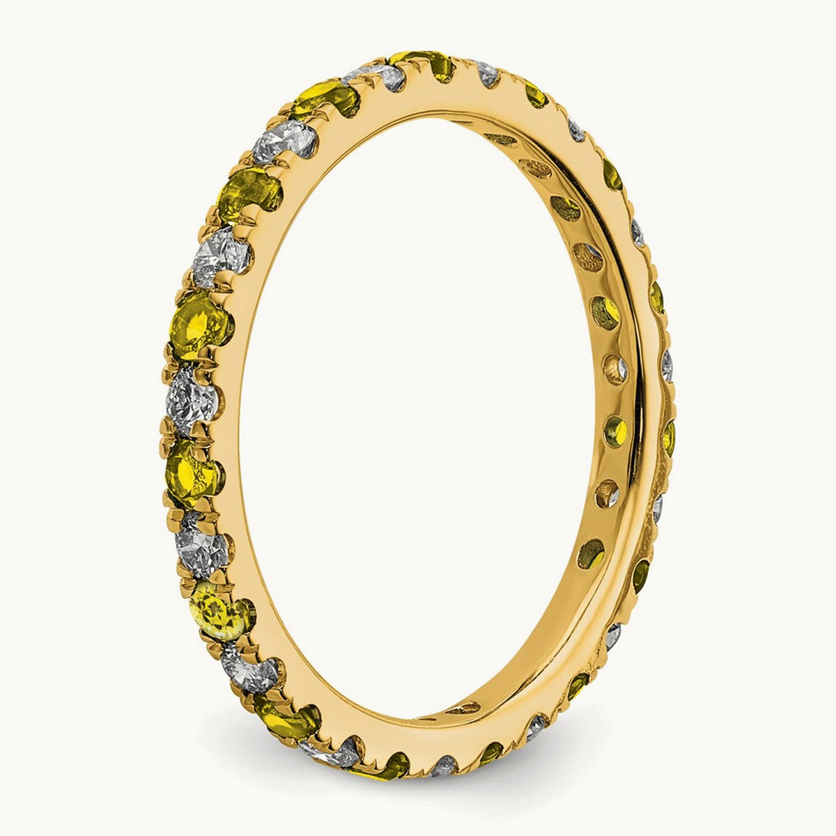 Created Yellow Sapphire Eternity Band, 0.25-0.50 ct tw Lab-Grown Diamond — 14K Yellow Gold