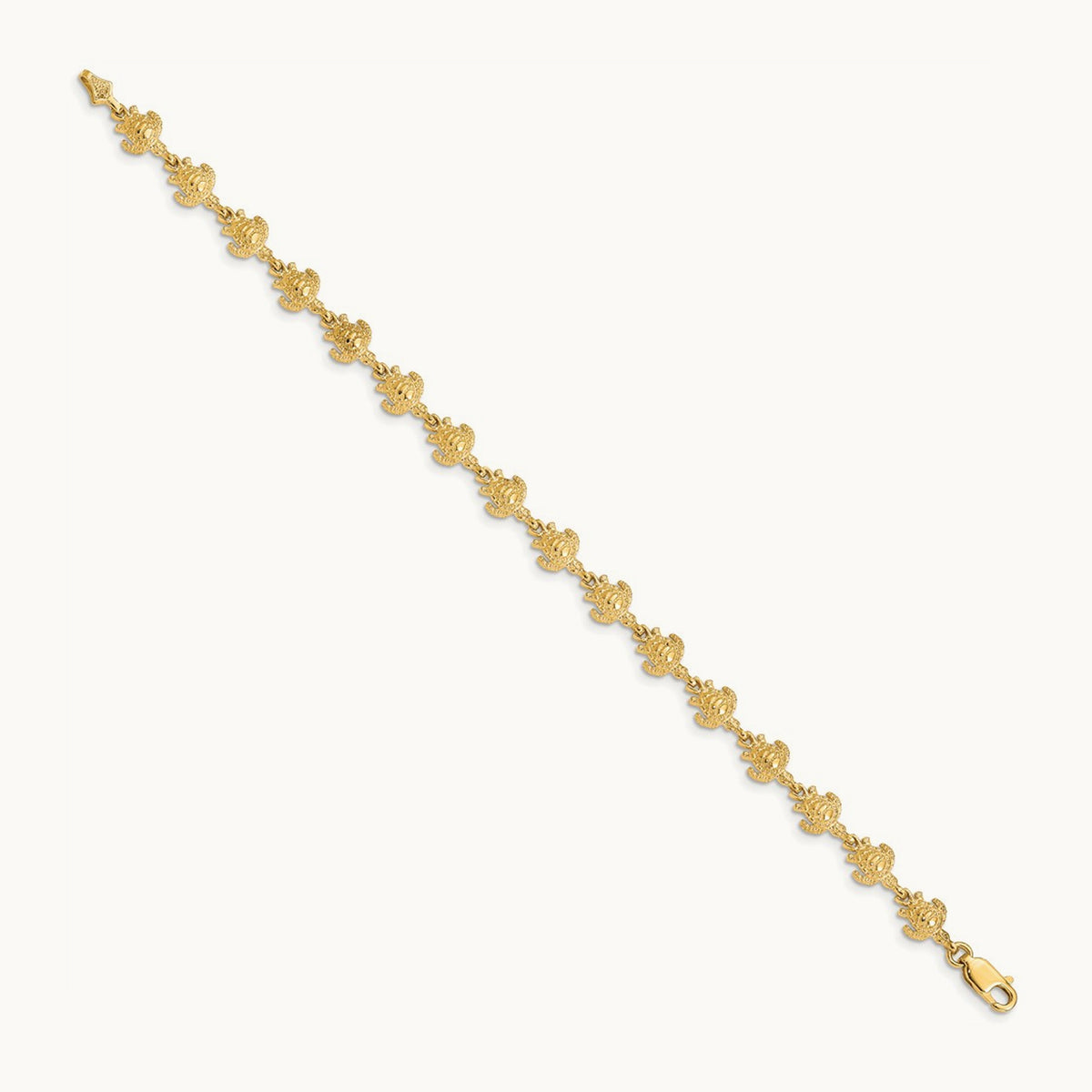 Polished and Textured Turtle Bracelet, 14K Gold
