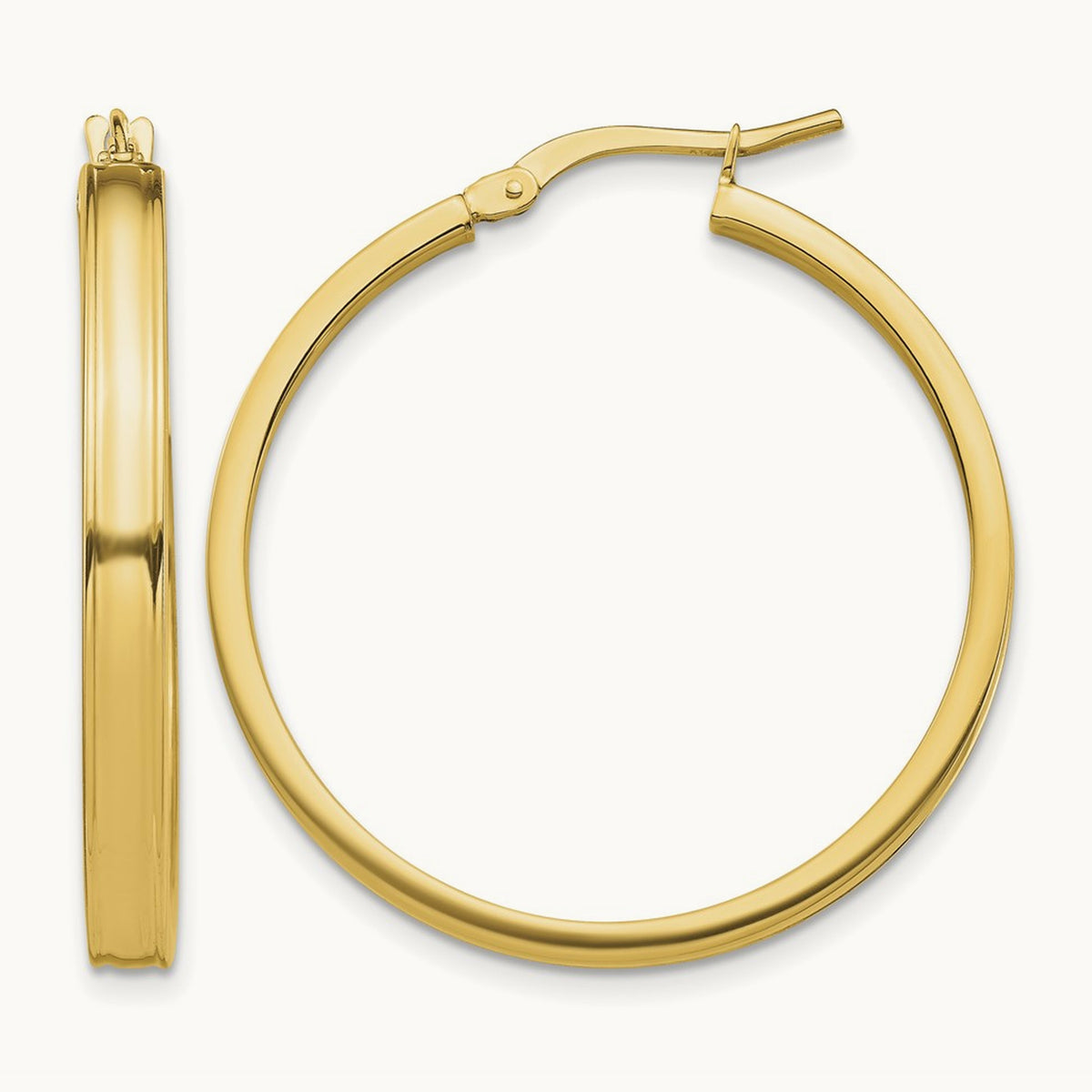 Polished Square Tube Hoop Earrings — photo set