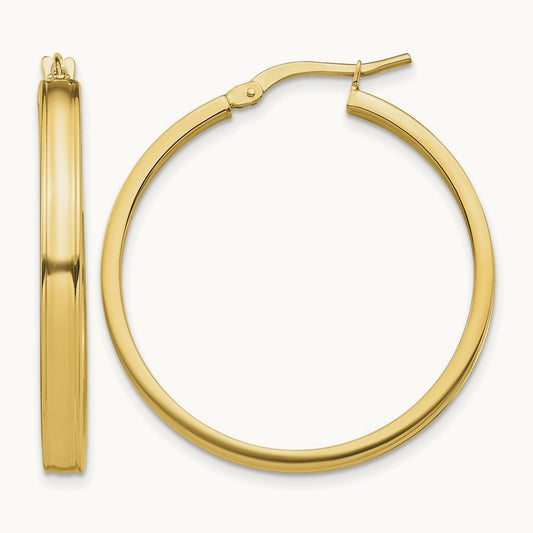 Polished Square Tube Hoop Earrings — photo set