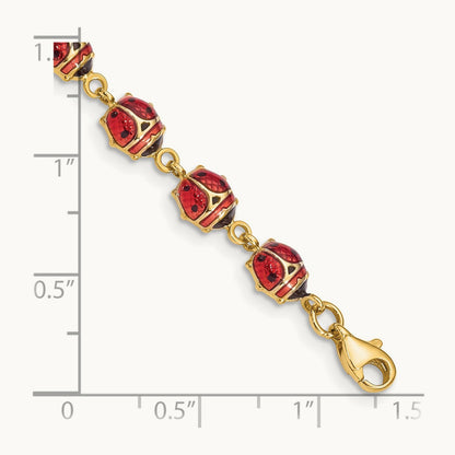 Enamel and Resin Ladybug Bracelet, 14K