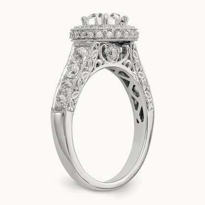 Round Semi-Mount Halo Engagement Ring, 0.75 ct tw