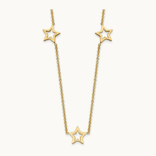 Star w/2in Extension 18in Necklace, 14K