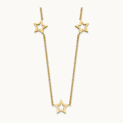 Star w/2in Extension Necklace, 14K Yellow Gold