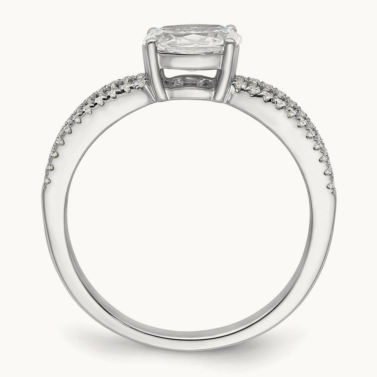 East West Oval Semi-Mount Engagement Ring — 3/4 ct, 7