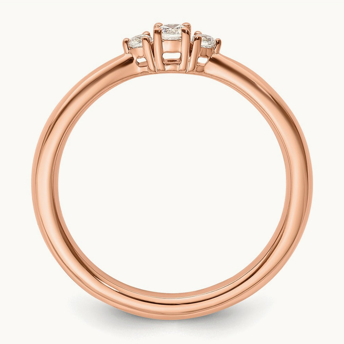 Diamond Complete 3 Stone Promise/Engagement Ring, 14K Rose Gold