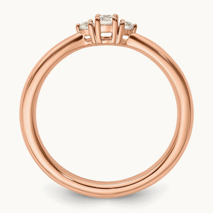 Diamond Complete 3 Stone Promise/Engagement Ring, 14K Rose Gold