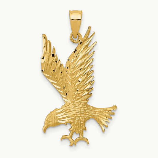 Polished and Diamond-cut Eagle Pendant, 14K
