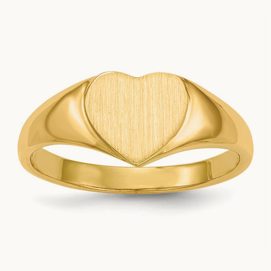 Open Back Heart Signet Ring — 8.5x7.5mm, 6