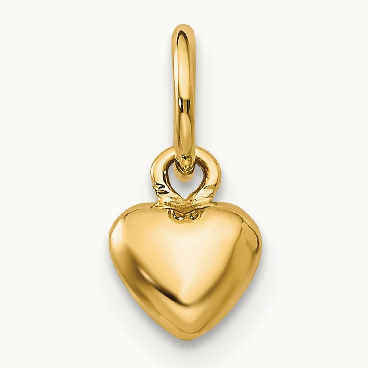 Polished 3-D Puffed Heart Charm, 14K