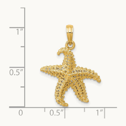 Polished Open-Backed Starfish Pendant — 14K Yellow Gold