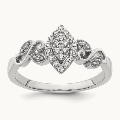 Complete Diamond Cluster Marquise Engagement Ring — 14K White Gold