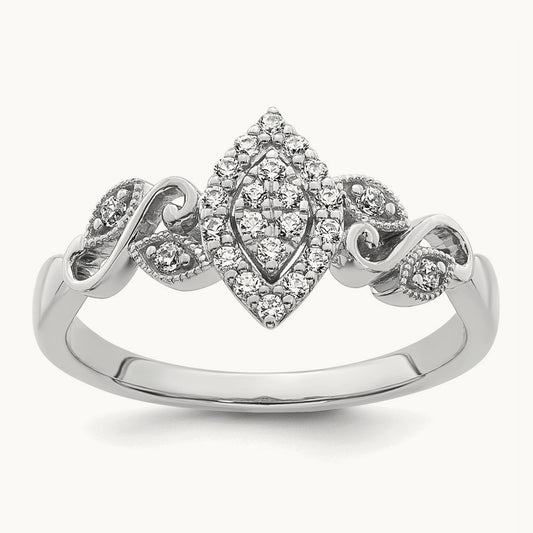 Complete Diamond Cluster Marquise Engagement Ring — 14K White Gold