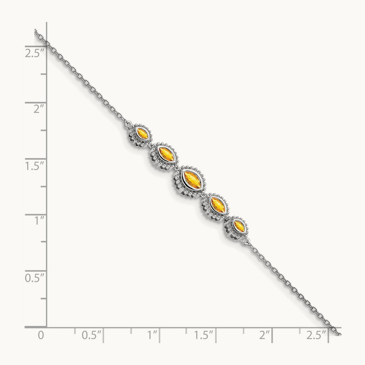 Marquise Citrine Bracelet, 14K White Gold
