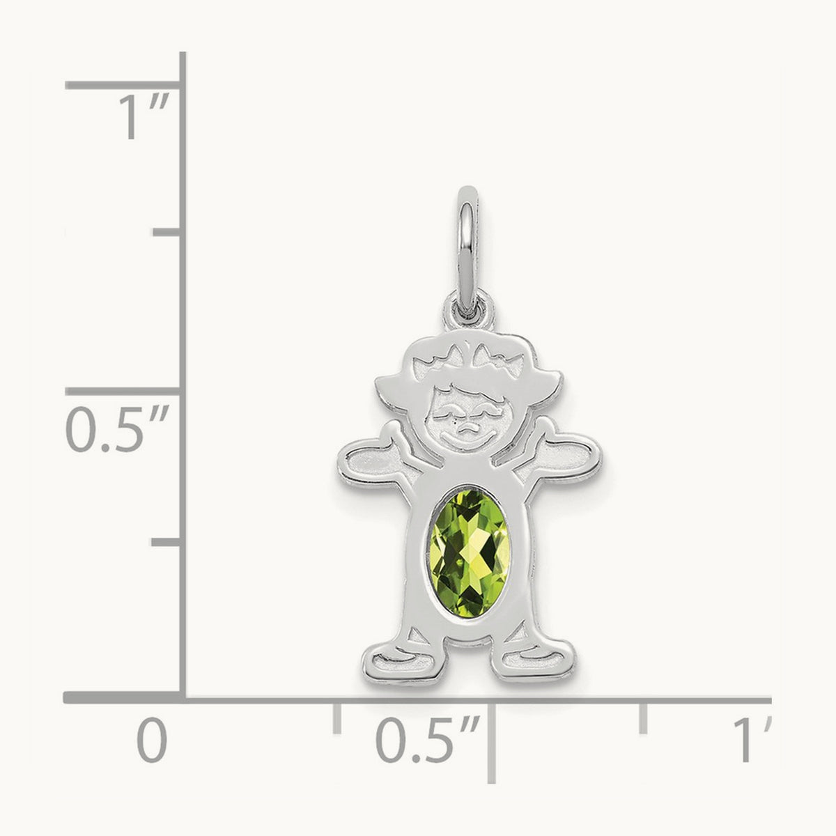 Girl 6x4 Oval Genuine Peridot-August — 14K White Gold