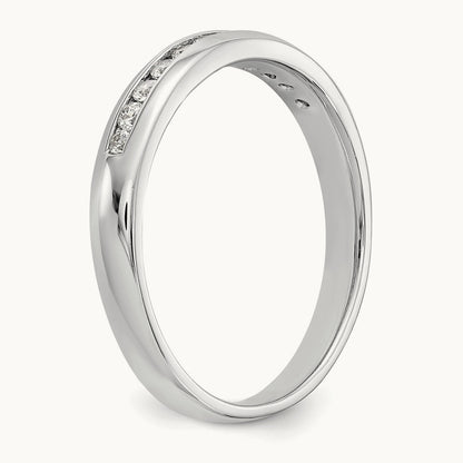 11-Stone Diamond Channel Band, 14K White Gold