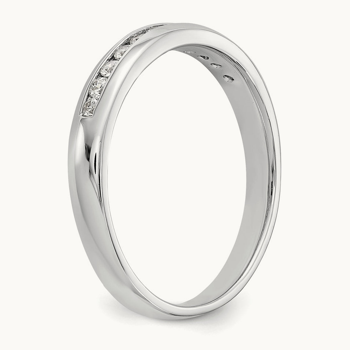 11-Stone Diamond Channel Band, 14K White Gold