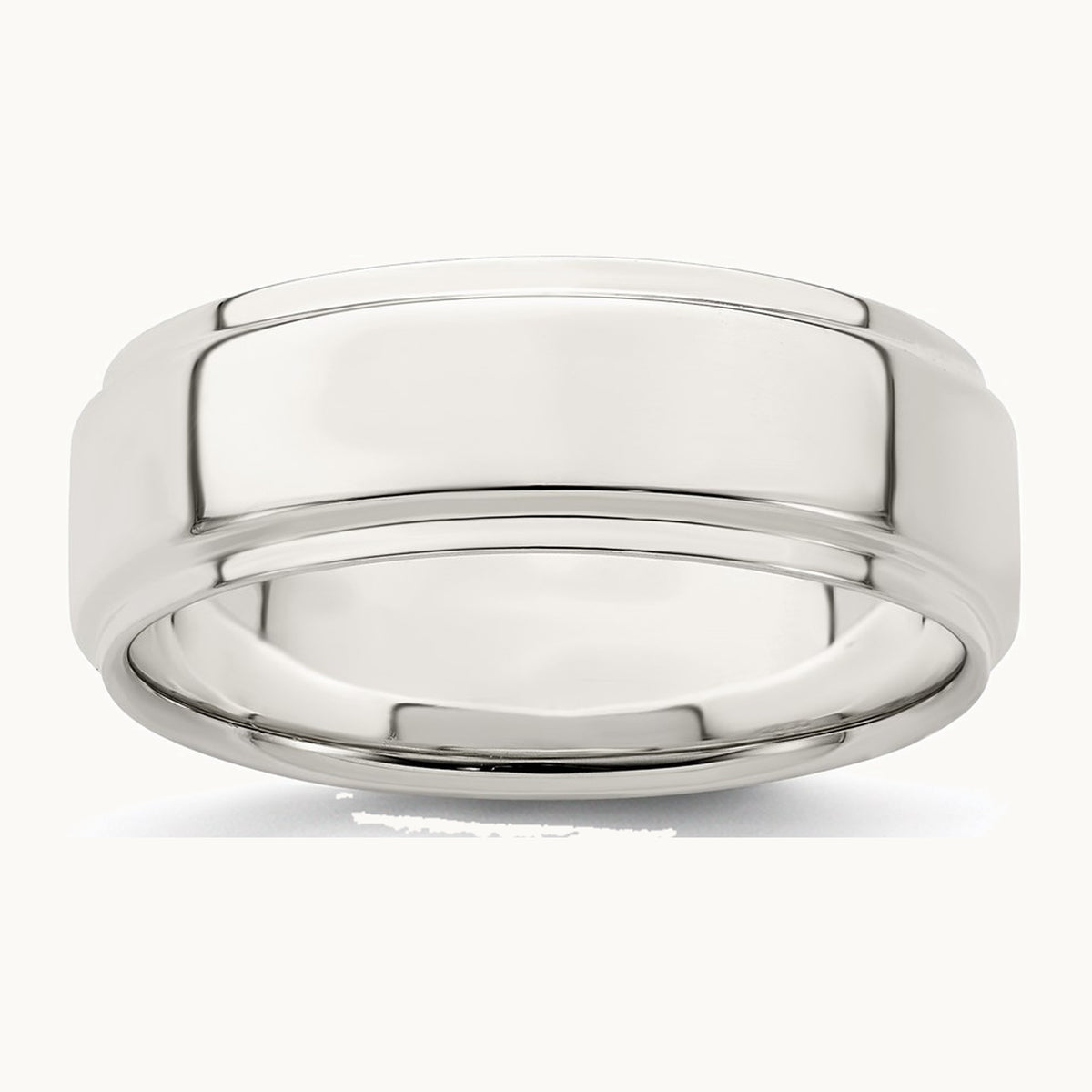 Sterling Silver 7mm Flat with Step Edge Band