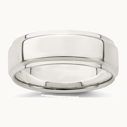 Sterling Silver 7mm Flat with Step Edge Band