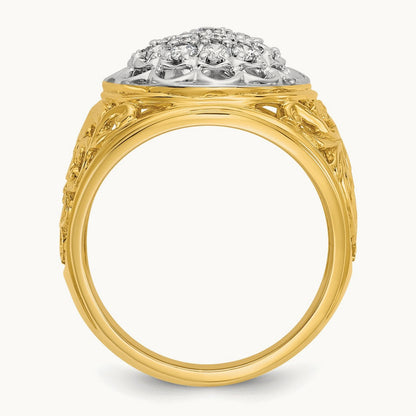 IBGoodman Men's Polished Filigree Round Dia Cluster Ring, 14K Two-tone