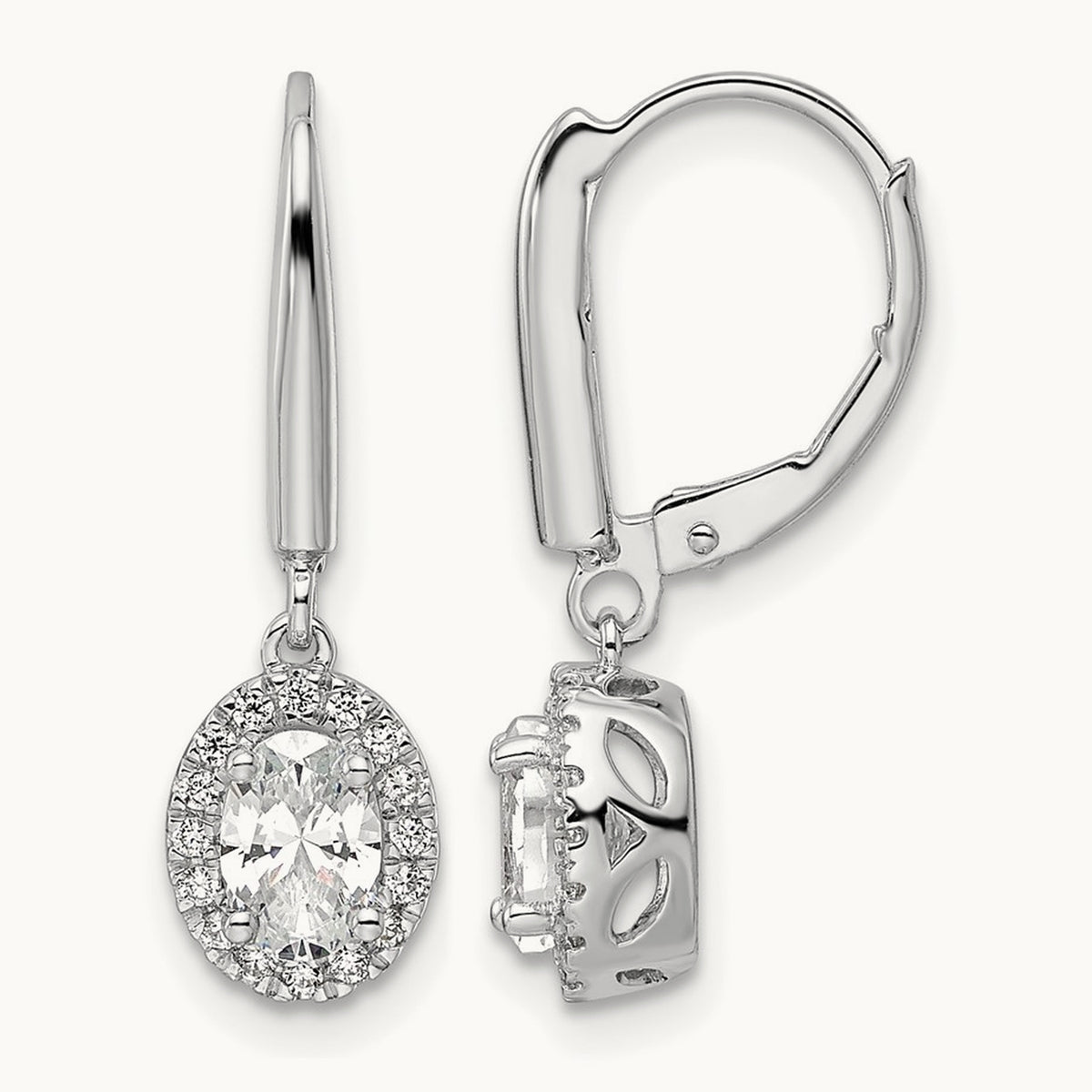 Oval Drop Leverback Earrings, 1.25 ct tw Lab-Grown Diamond