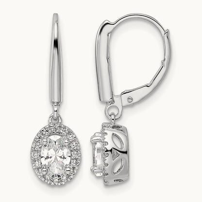 Oval Drop Leverback Earrings, 1.25 ct tw Lab-Grown Diamond