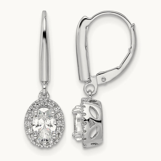 Oval Drop Leverback Earrings, 1.25 ct tw Lab-Grown Diamond