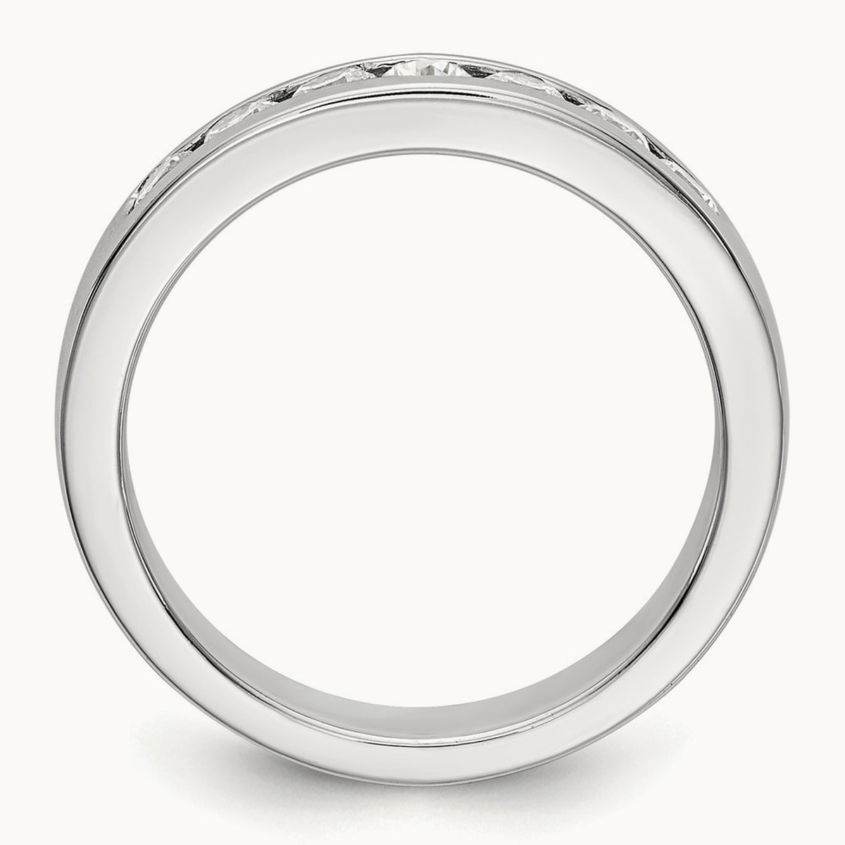 7-Stone Diamond Channel Band, 14K White Gold