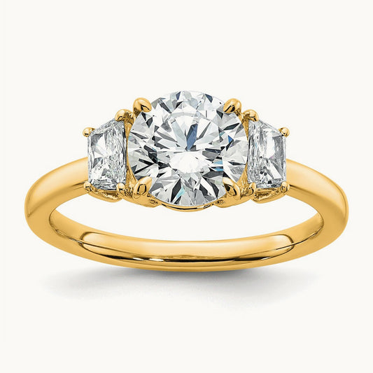Trapezoid Sidestones Engagement Ring, 3/8-3 3/4 ct Lab-Grown Diamond — 14K Yellow Gold