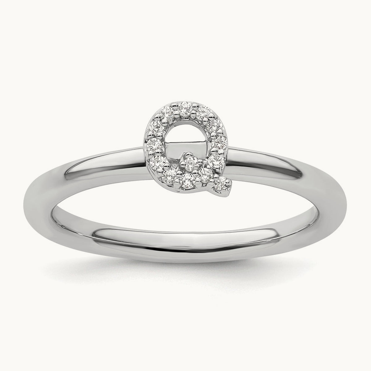 Stackable Diamond Ring — 14K White Gold, Q