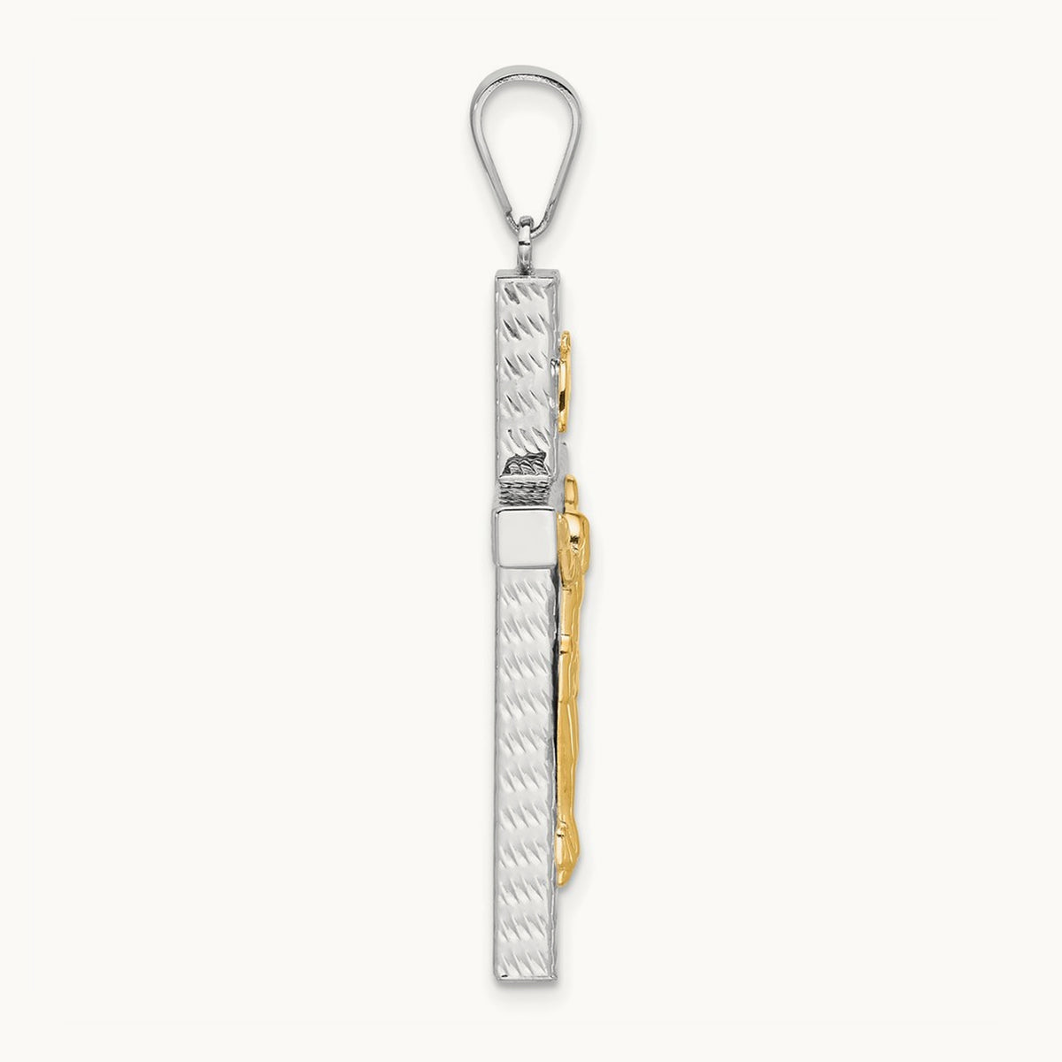 Polished and Diamond-cut Crucifix Pendant, 14K Two-tone