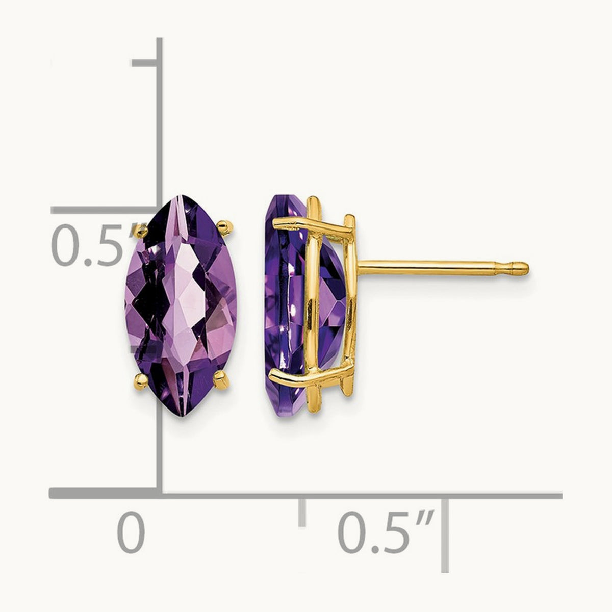 10x5mm Marquise Amethyst earring, 14K