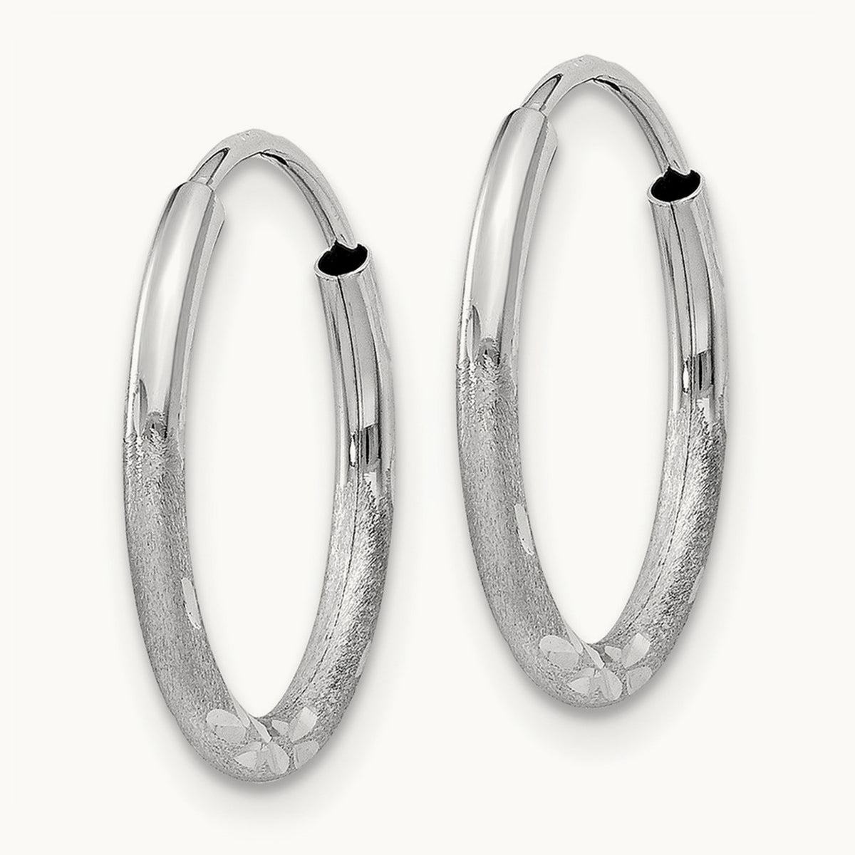Diamond-cut Endless Hoop Earrings — 14mm, 1.5mm
