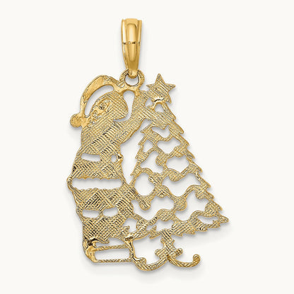 Polished Christmas Tree and Santa Charm, 14K