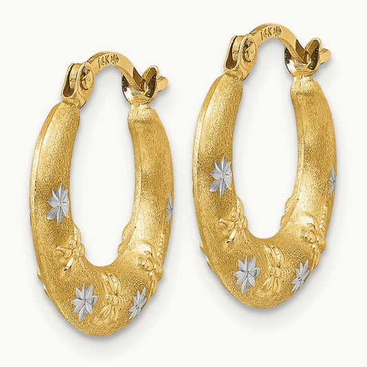 & Rhodium Hoop Earrings, 14K