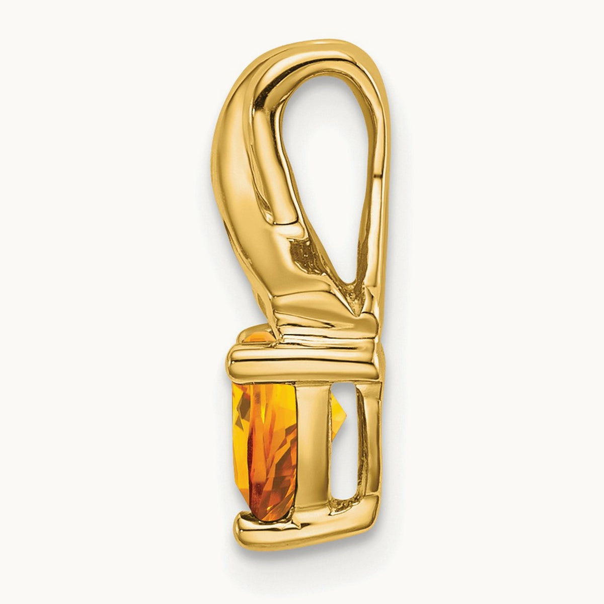 Trillion Citrine and Diamond Pendant — 14K Yellow Gold
