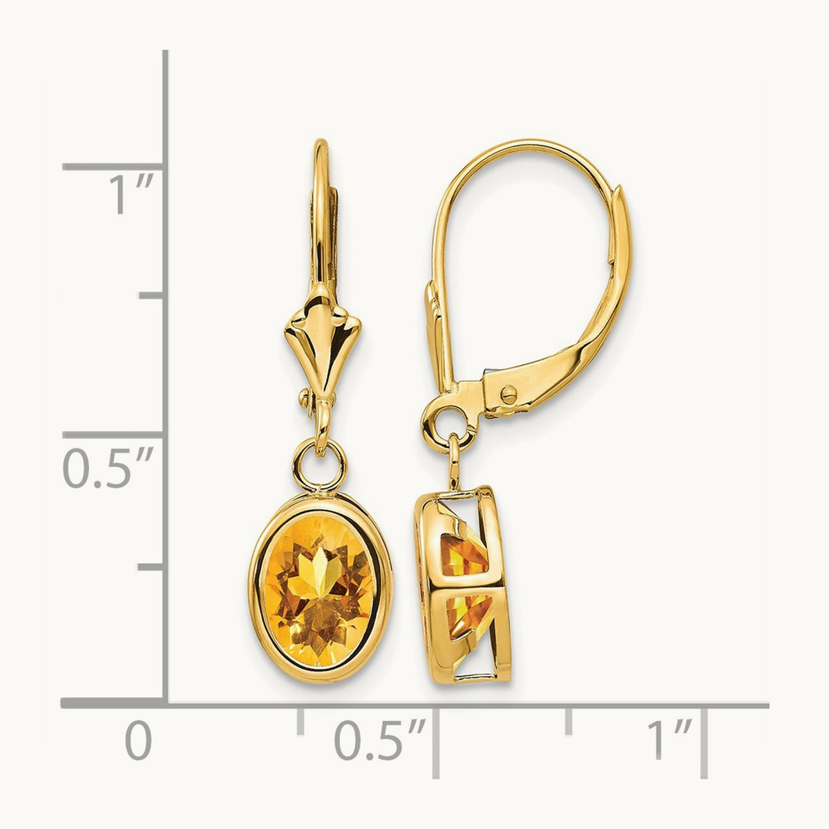 Oval Citrine Leverback Earrings — photo set
