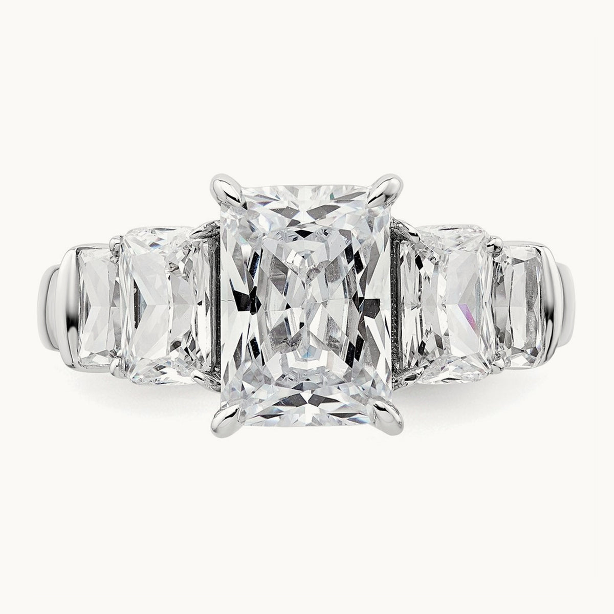 Emerald 3 Stone Engagement Ring, 3.50 ct tw Lab-Grown Diamond — VS (Best), 14K White Gold