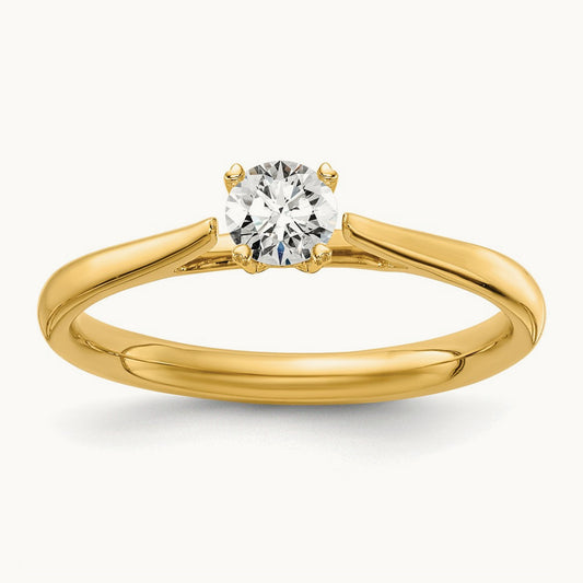 Round Solitaire Ring, 0.25-1.00 ct tw Lab-Grown Diamond — 1/4 ct, 14K Yellow Gold