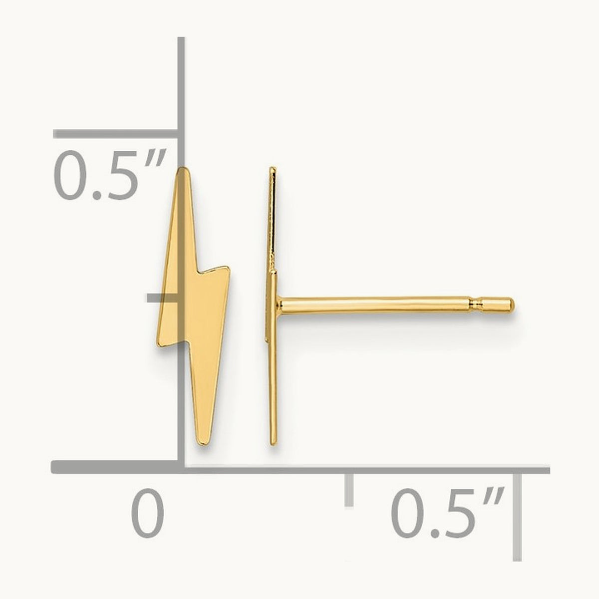 Polished Lightning Bolt Post Earrings, 14K
